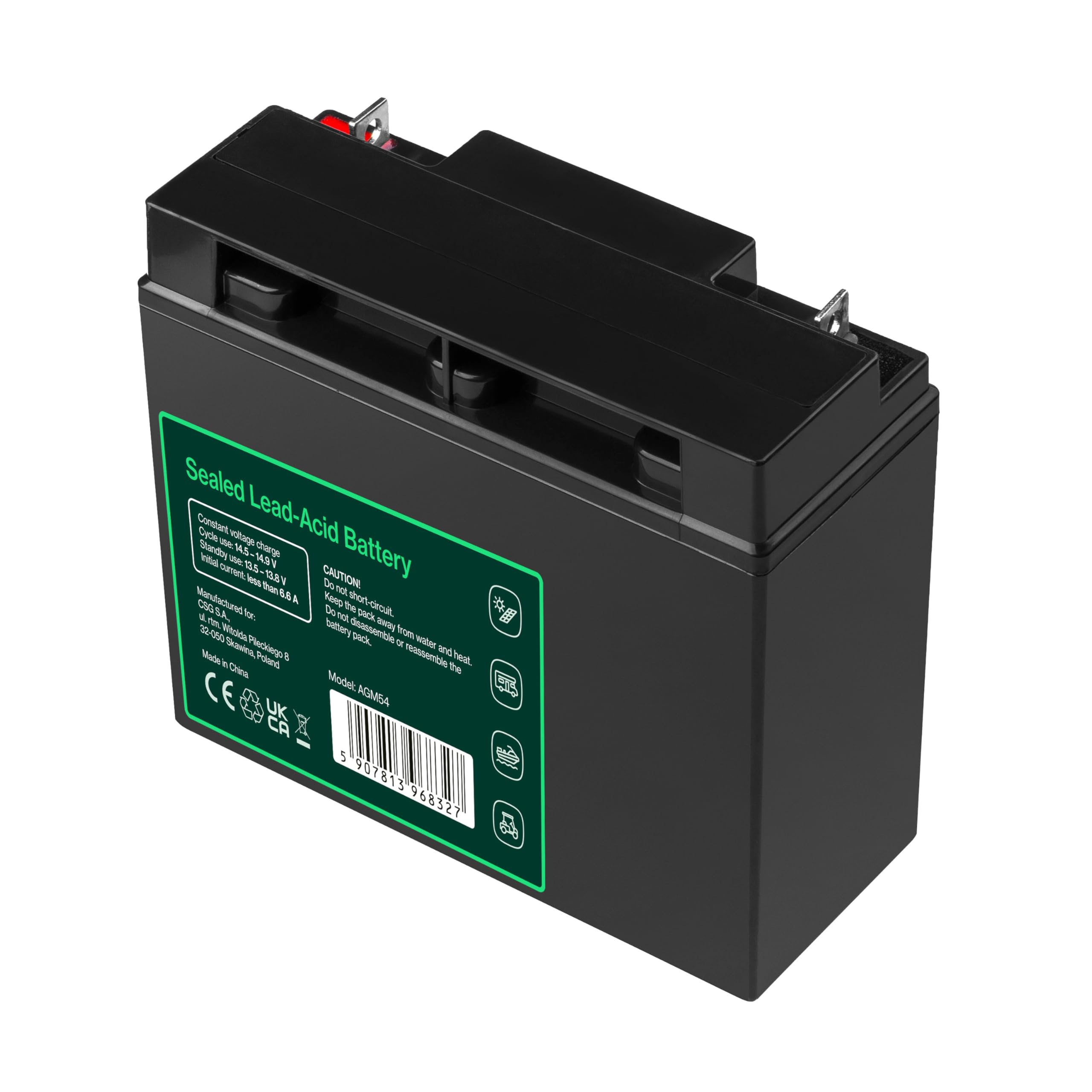 Green Cell AGM 12V 22Ah VRLA Batterie au Plomb pour Jouets et Tondeuses | pour Caisses et Balances, Systèmes d’Alarme et de Sécurité Incendie, Caméras de Surveillance et Systèmes de Télécommunication