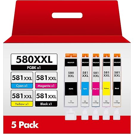 Supply Guy 580XXL Inktpatronen Zwart PGBK compatibel met Canon PGI-580 XXL voor Pixma TS705 TS705a TS6350 TS6350a TS6351 TS6351a TS6300 TR8550 TS9550 Multipack 5 Inktcartridges