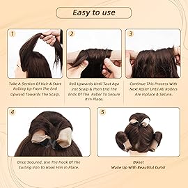 Overnight Heatless Hair Curler Blowout Rods Jumbo, Heatless Curls Satin Jumbo Flexi Rods to Sleep in,Soft Heatless Rod for All Hair Types,No Heat Overnight Sleeping Curls Styling Tools 3pcs Khaki