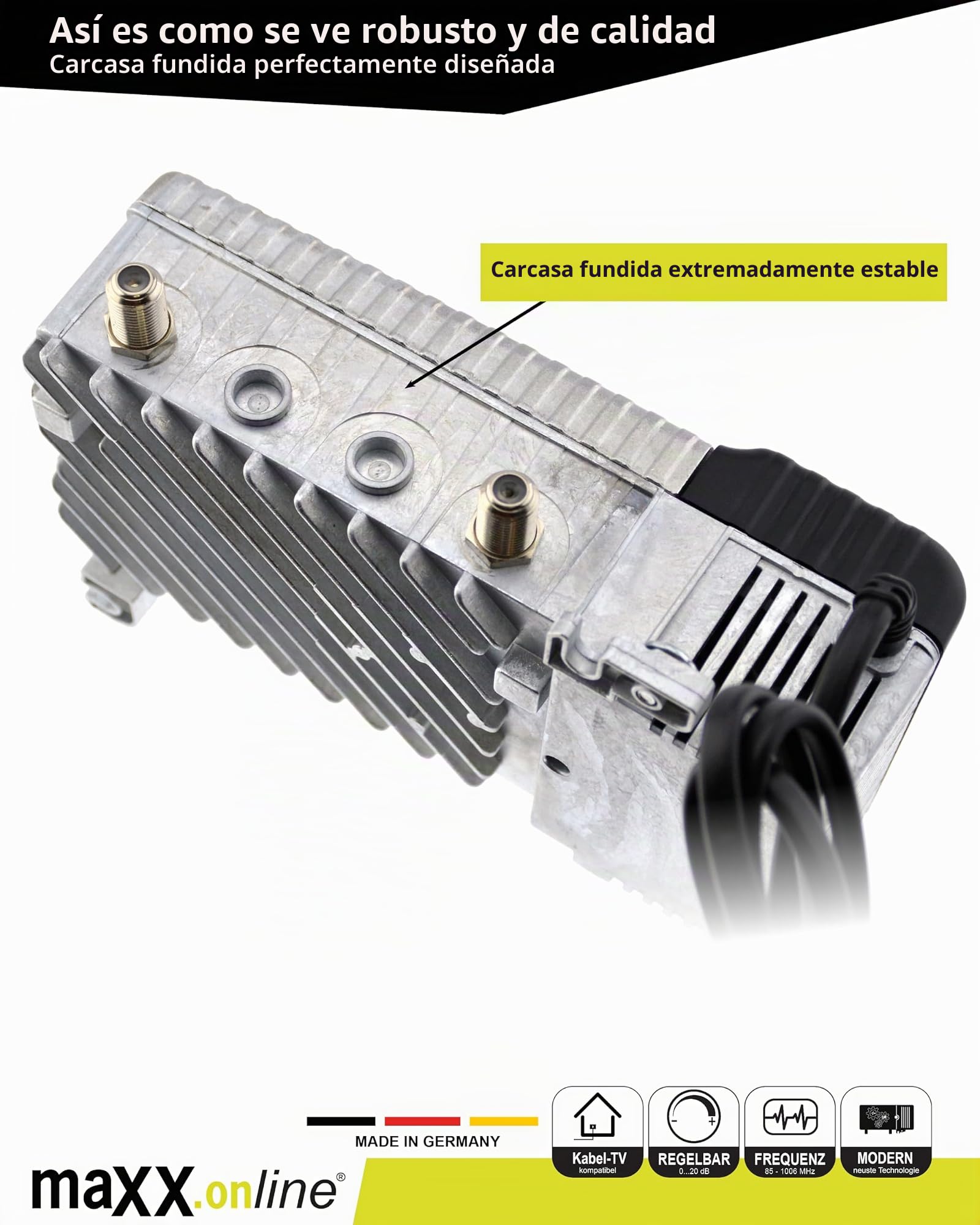 VST9341 A Amplificador de Conexión para Televisión por Cable - 34 Db, Regulable, BK - Cable de Antena DVB-T, DVB-C