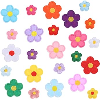 Bewudy Pack of 24 Flower Patches Iron-On Colourful Daisy Patches