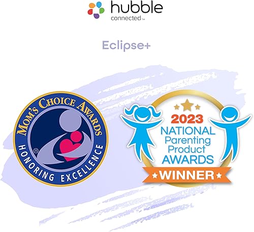 Miniatura 2 de Hubble Eclipse+ - Chupete portátil, monitor de audio para niños y bebés, luz nocturna de 7 colores y altavoz, conexión Push to Talk, reloj digital,