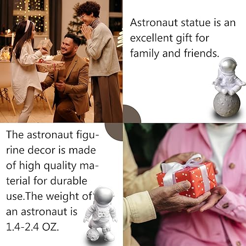 Vista 20 de Figura de astronauta, juego de 3 espejos, decoración de estatua de astronauta, figura de resina para decoración de pastel, adorno de escritorio