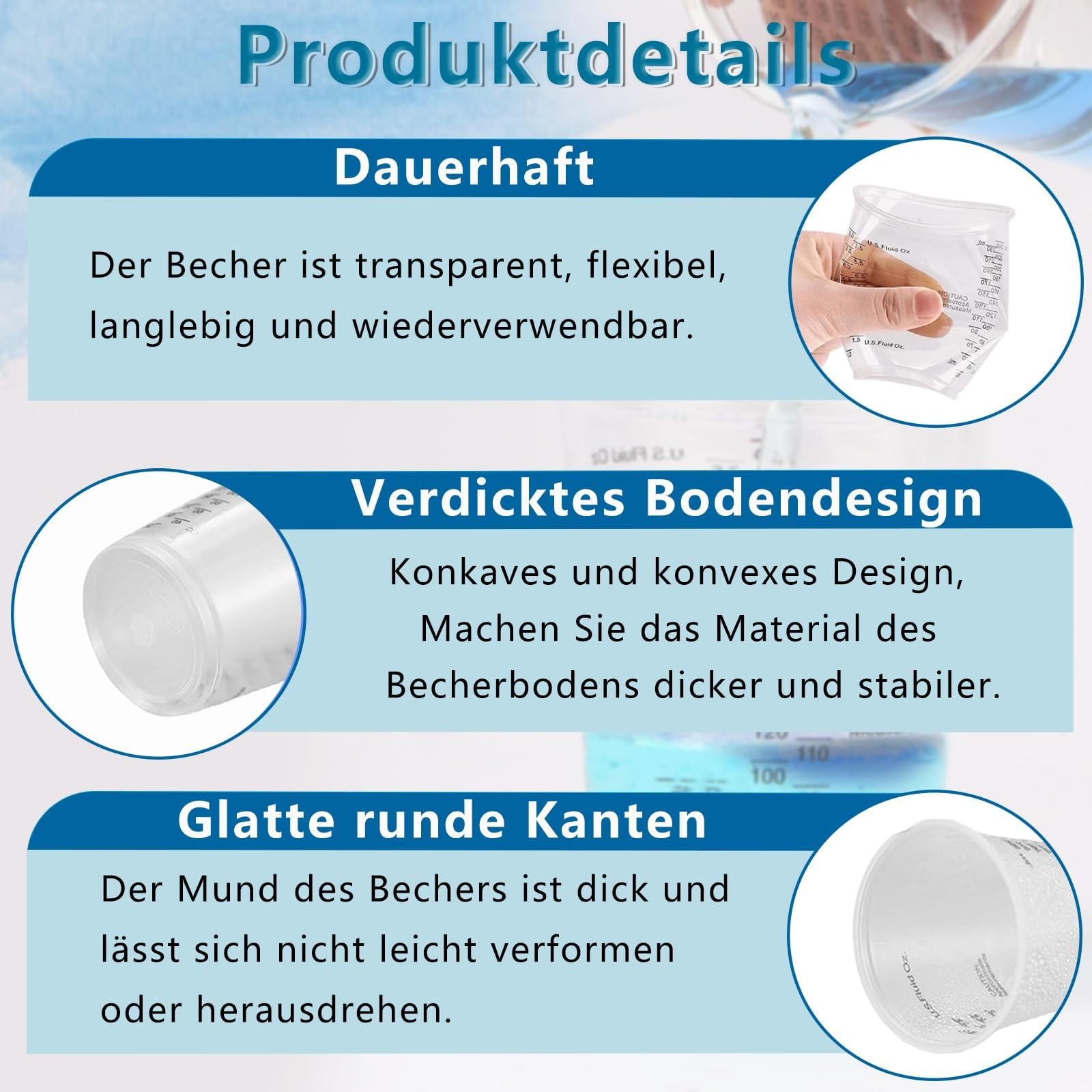 Messbecher Epoxidharz, 50 Stück Messbecher Klein, 240 ml Mischbecher Set, FarbMischbecher, Lackmischbecher, Für Flüssigkeiten, Farbe, Pigment