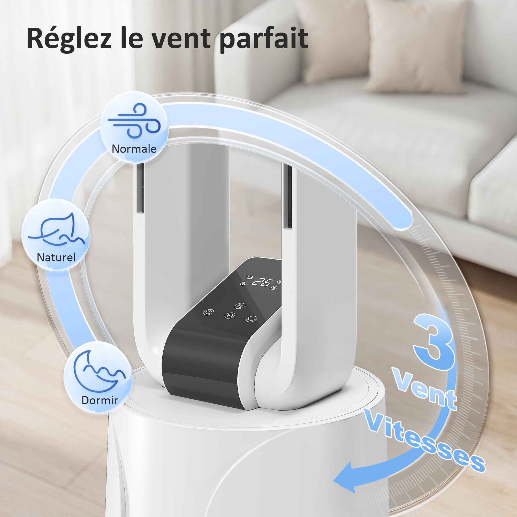 HOMCOM Refroidisseur d'air par évaporation portable 3 en 1 humidificateur et ventilateur, 2 blocs réfrigérants, réservoir d'eau de 1,7 L, minuterie 15 h, oscillation à 70°, télécommande, blanc