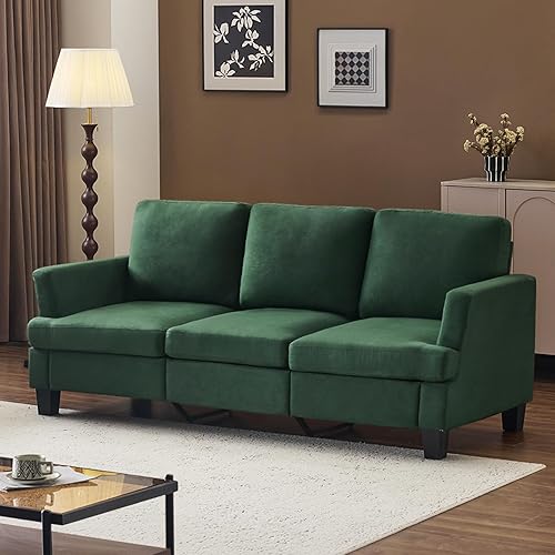 VINGLI Green 83" Sofa Couches for Living Room, Modern Comfy 3 Seater Couch 25.6" Deep Seat Upholstery Cozy Sofas for Small Space, Bedroom, Apartment, Home Office