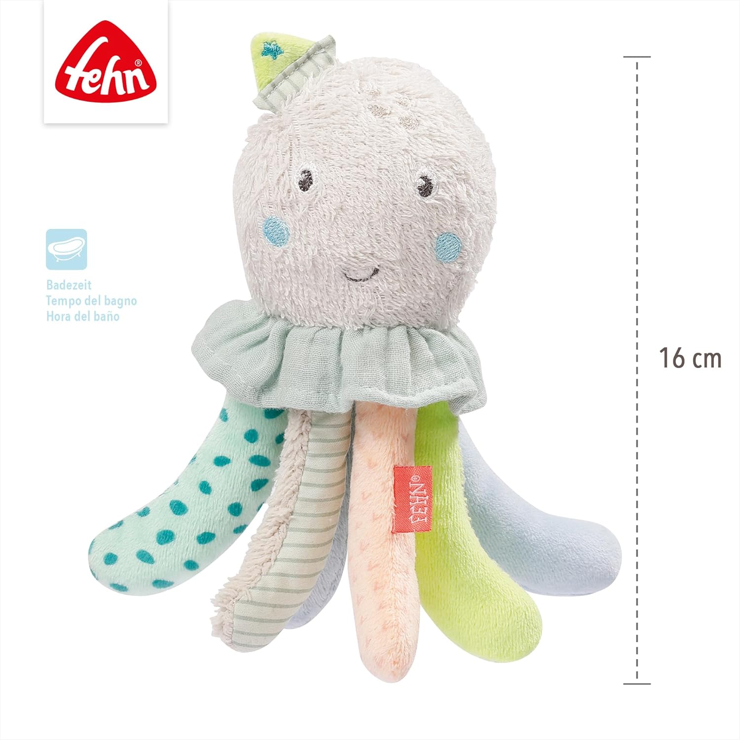 Fehn Octopus Bath Toy, Plush Bathtub Toy, Floating Water Toy for Bath Fun, Bath Toy for Baby and Toddler 0+ Months