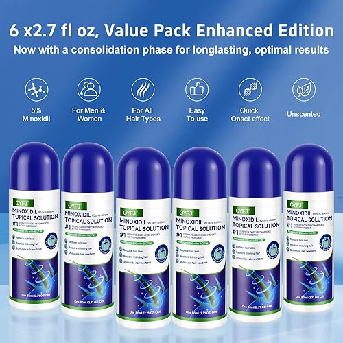 Miniatura 7 de 5% de minoxidil para mujeres y hombres, suero de crecimiento del cabello de minoxidil (infusión de biotina) con aplicador de esponja para adelgazar
