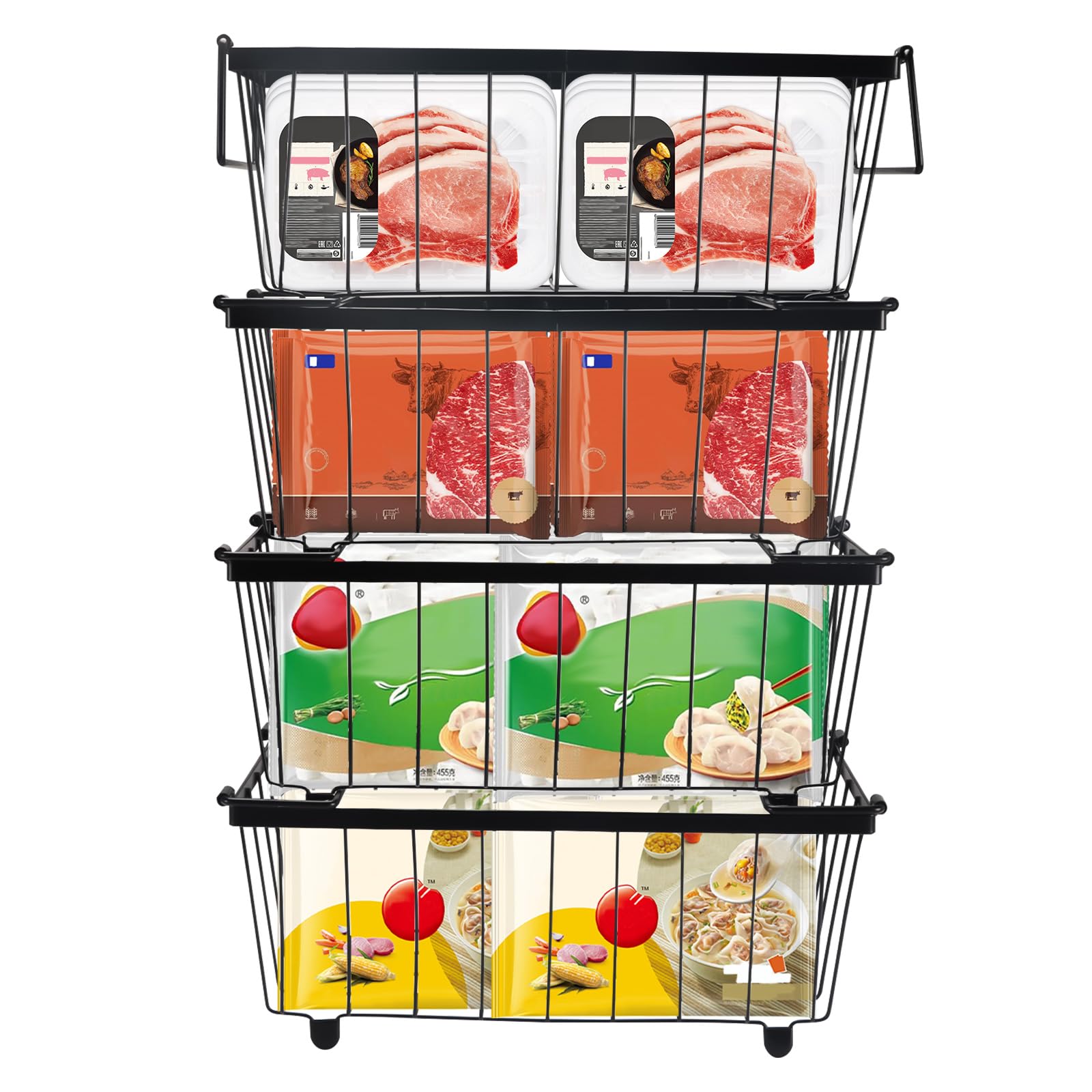 Cestello Per Congelatore A Pozzetto Contenitore Organizer Per Congelatore Espandibile Per Carichi Pesanti Con Maniglia Accessori Per Congelatore A Pozzetto Per Cucina (Grande - 9