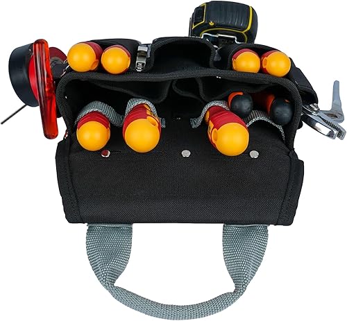 Miniatura 8 de MELOTOUGH Juego de cinturón de herramientas para electricista, plataforma de trabajo acolchada con bolsas de herramientas desmontables y delantal,