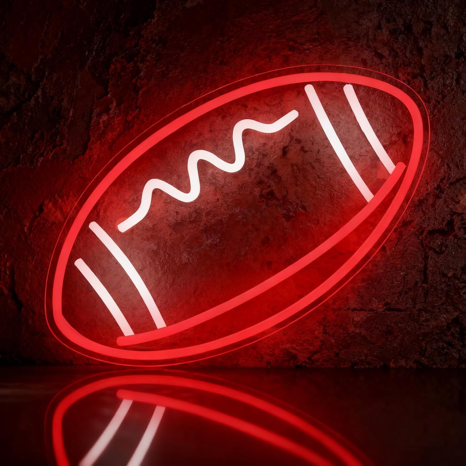 Football Neon Sign for Wall Decor, Football Shaped Neon Light, Football LED Neon Signs for Man Cave, Boys, Teens, Bedroom and Game Room, Gift for Football Fans Teens
