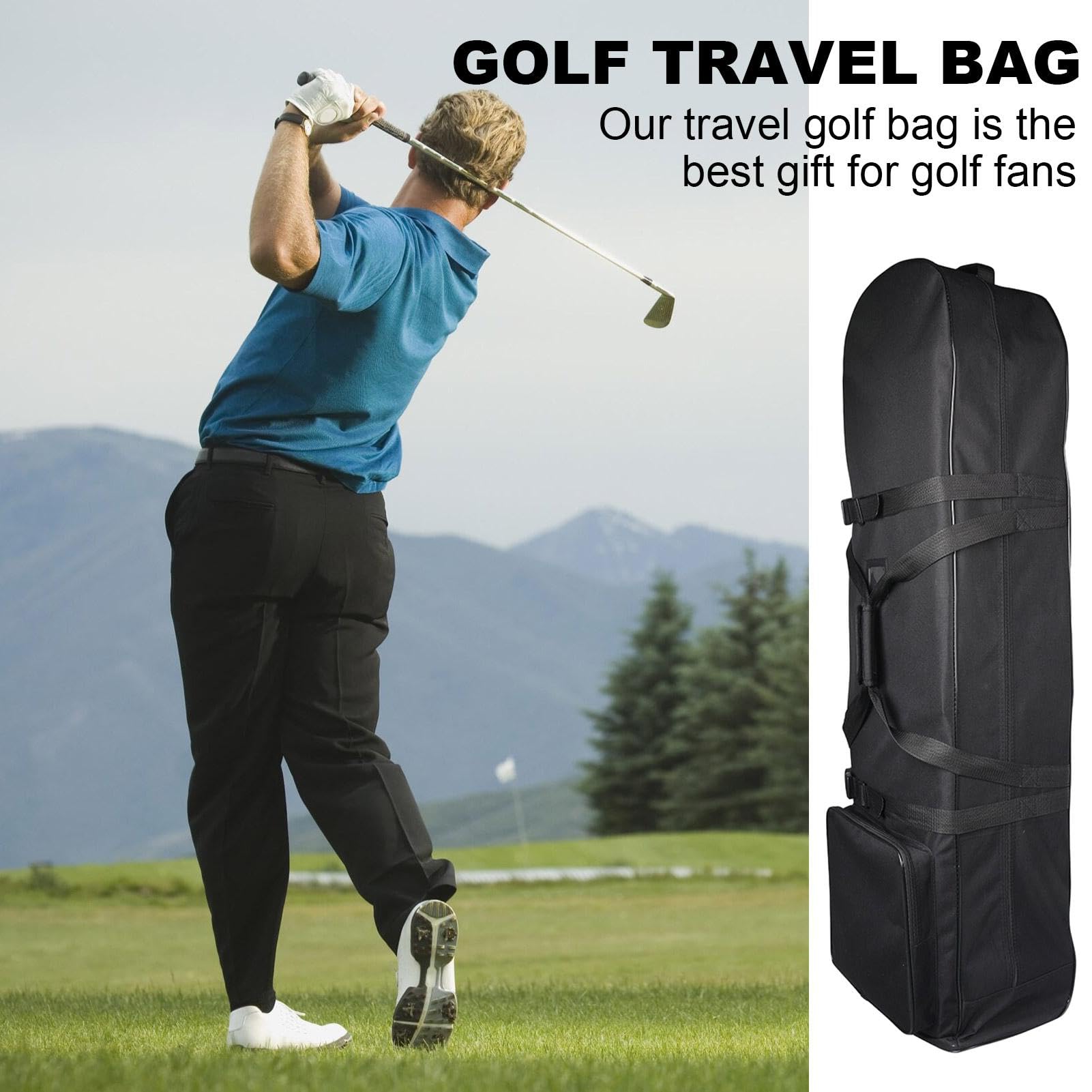 Bolsa de viaje de golf con ruedas | Funda de viaje de golf resistente | Funda impermeable para bolsa de golf, bolsa de transporte para palos de golf, funda protectora para palos de golf, bolsa de