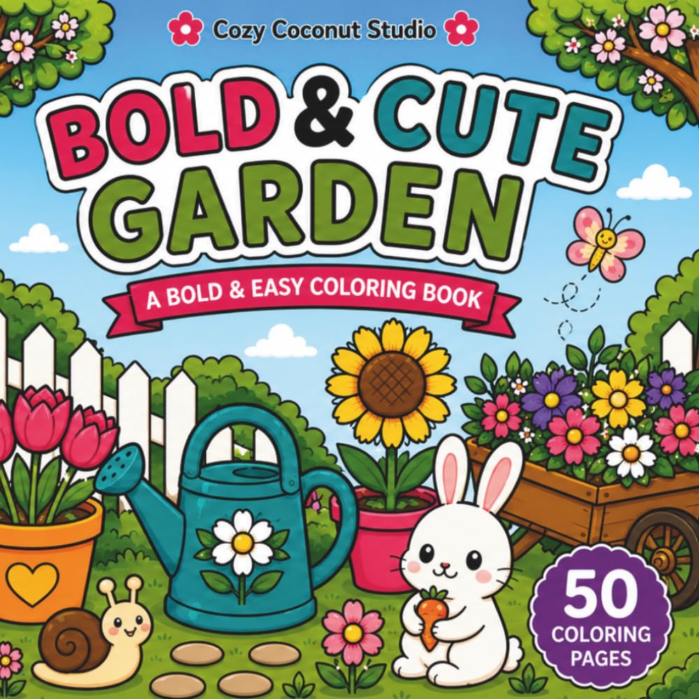 BOLD AND CUTE GARDEN: A bold and easy coloring book (Bold and Cute Coloring Series)