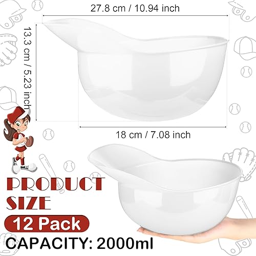Miniatura 4 de Tanlade 12 cuencos de helado para casco de béisbol de 72 onzas, tazón grande de postre para aperitivos, copas para casco de béisbol, regalos de