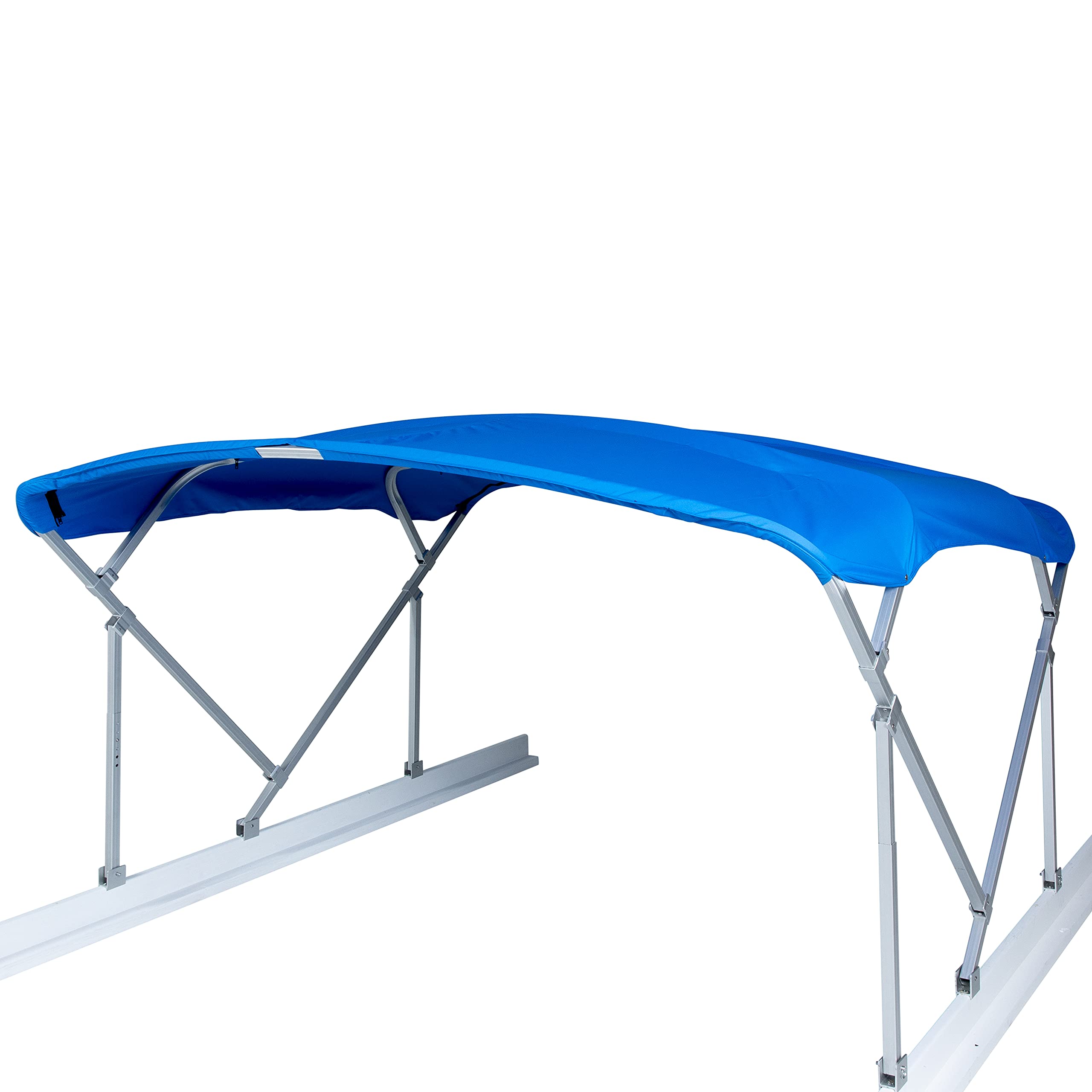 Photo 1 of Taylor Made Manual Bimini Top Kit for Boats – 8'W x 8'L (Pacific Blue) – Bimini Top Replacement Kit Includes Frame, Canvas, Storage Boot – Four-Bow Bright Dip Anodized Aluminum Frame – 2020329505