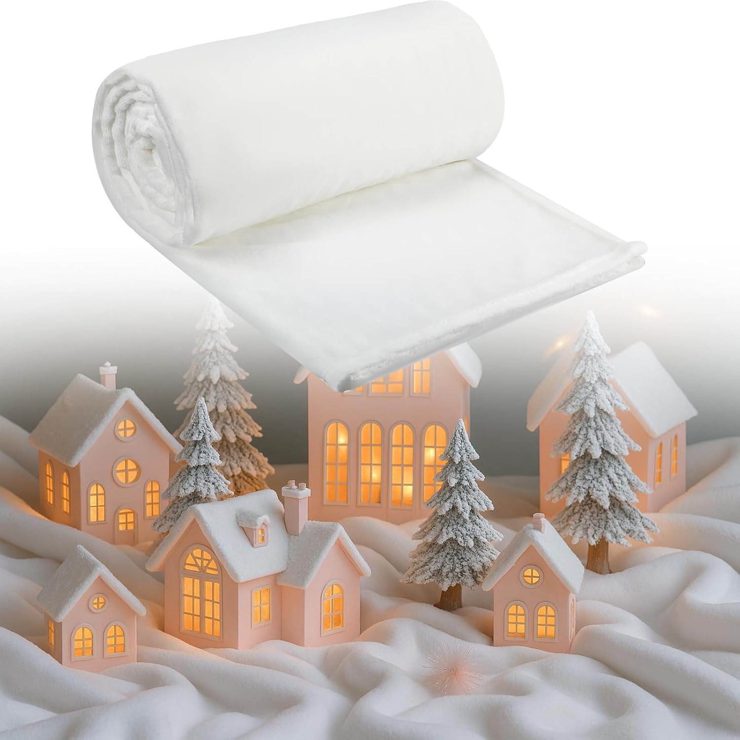 Tudomro Large Christmas Fake Snow Blanket Artificial Snow Cover Roll Soft Fleece White Winter Decor for Xmas Trees Holiday Village Craft Decorations Photo Prop(5 x 20 ft)