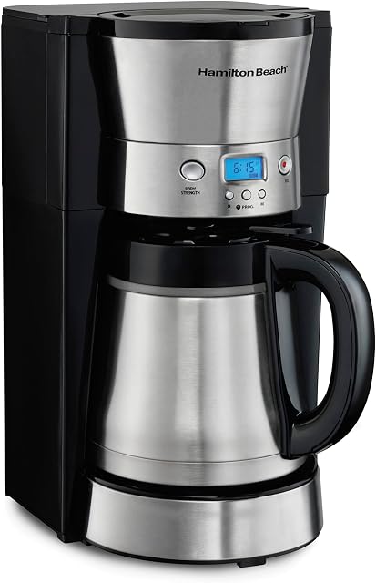 Hamilton Beach Programmable Drip Coffee Maker with 10 Cup Thermal Carafe | 3 Brewing Options | Auto Shutoff & Pause and Pour | Stainless Steel | 46899R