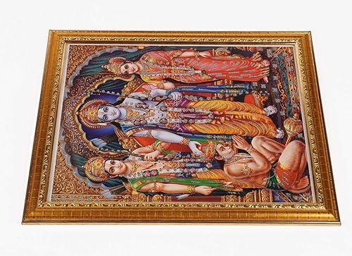 Miniatura 4 de IBA Indianbeautifulart Foto hindú Lord Ram Darbar para colgar cuadro religioso con marco