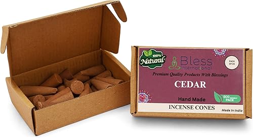 Miniatura 3 de Bless International Cedro 100% natural - Conos de incienso hechos a mano, sumergidos a mano, orgánicos, sin productos químicos para purificación,