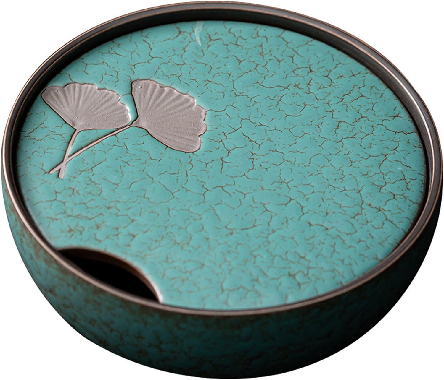 Ceramic Tea Tray, Home Use, Round Gongfu Tea Set, Small Tea Table Style Dry Brewing Tray, Tea Tray, Retro Tea Sea-Color1