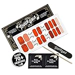 TOUGH GIRLS | 20 Exquisite Gel Nail Polish Strips w/Application Accessories - No UV/LED Lamp Required (Basketball & Orange Glitter)