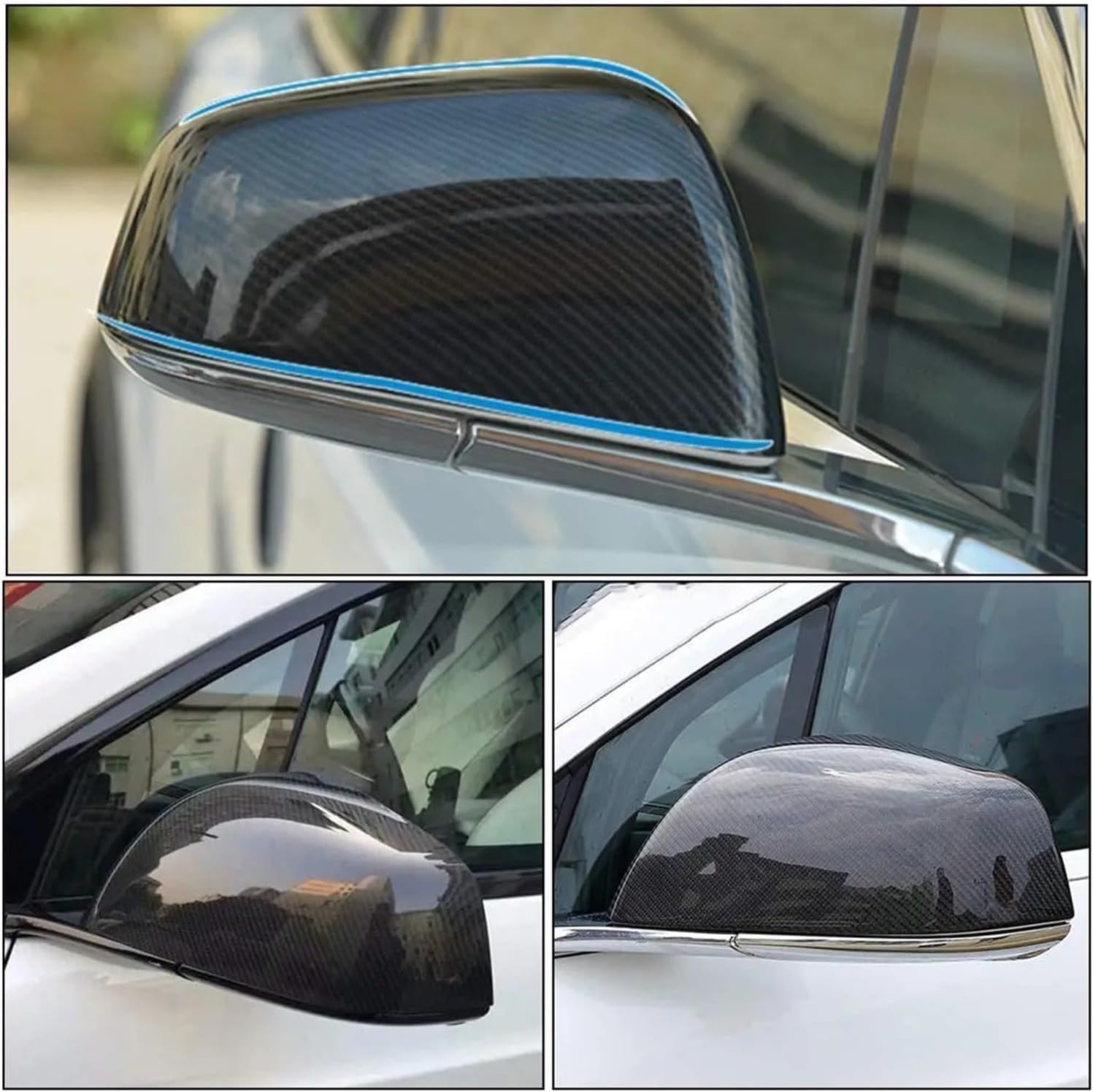 Dry Carbon Fiber Car Side Mirror Cover Compatible For Tesla Model X 2016-2020 Rear View Mirror Cover Trim Accessories Rearview Mirror Cover,Bright Color