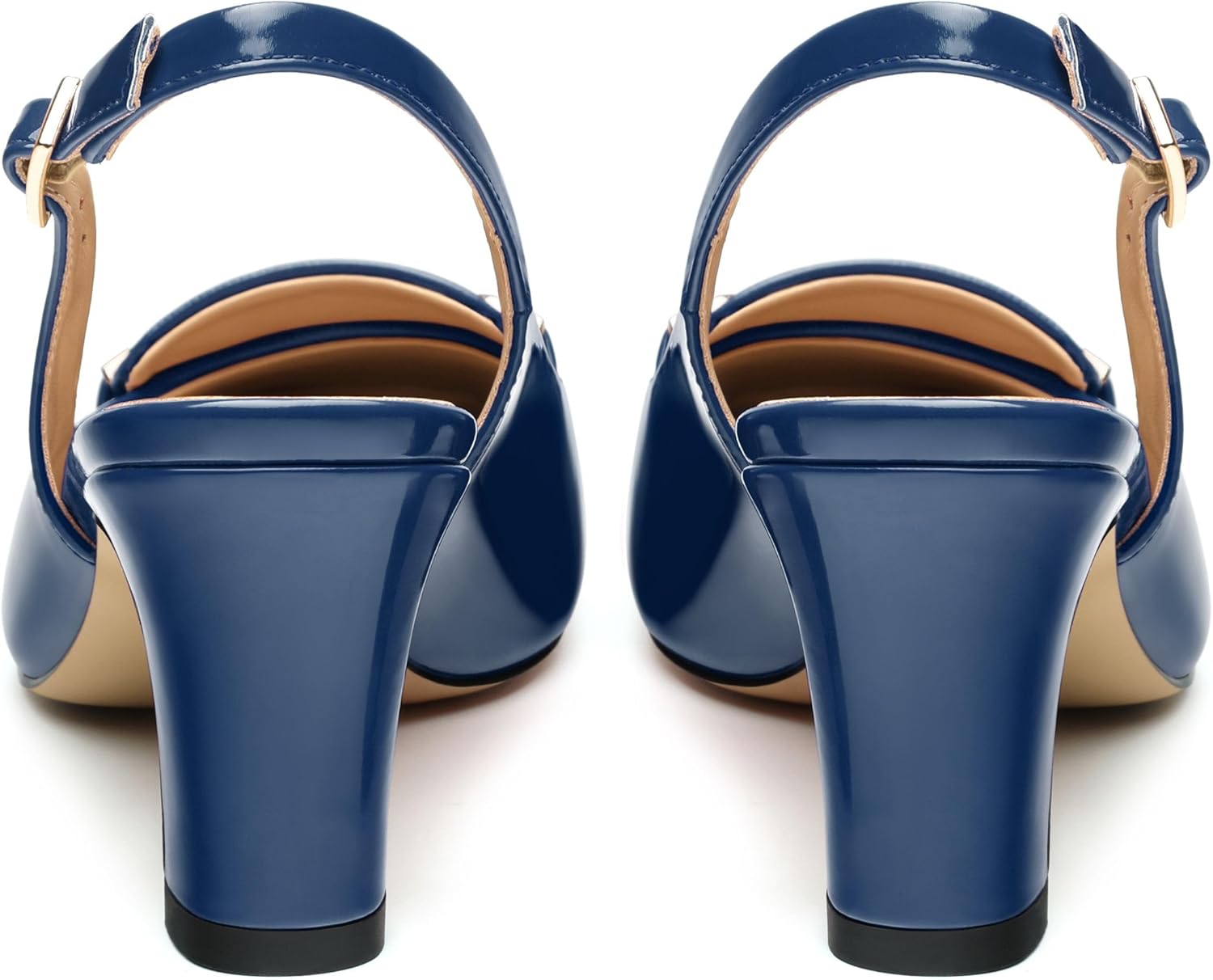 Women's Pumps Slingback Chunky Block Heels Square Closed Toe Strappy Patent Pumps Comfortable Casual Party Dress Shoes 2.5 Inch - Image 5