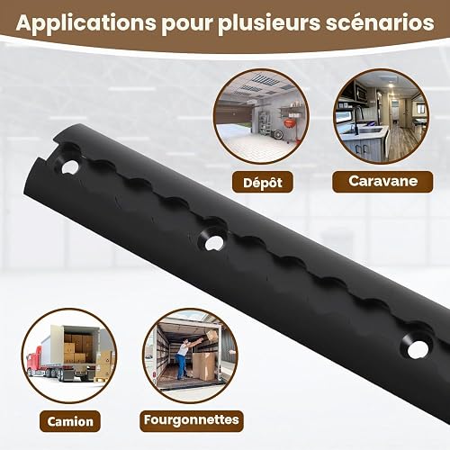 4 x 1 m aluminium airline rail, semi-circular shape with holes, anodised lashing rail with 10 lashing eyelets and 8 end caps, load securing for trailers, cars and campers - 7