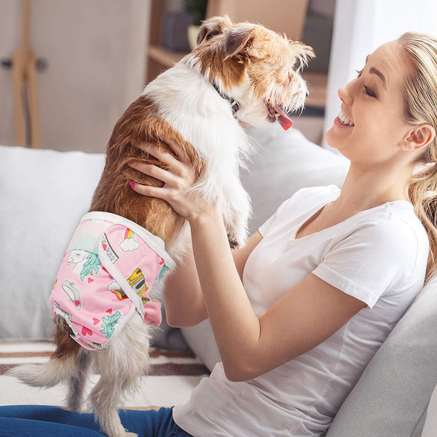 Pet Soft Female Dog Diapers, 3Pack Washable Dog Diapers Female for in Heat Reusable Period Panties, Puppy (Animals, L)
