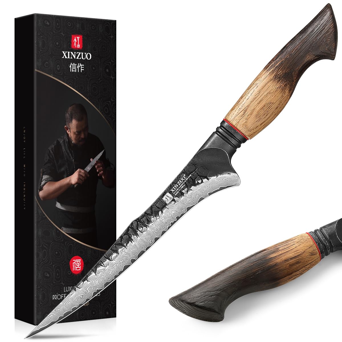 XINZUO Kochmesser Damastmesser Handgeschmiedet 67 Schichten Damaststahl Chefmesser -Profi Scharfe Küchenmesser 10Cr15CoMoV Stahlkern -Ergonomischer Griff aus Weißeiche -Mo Serie