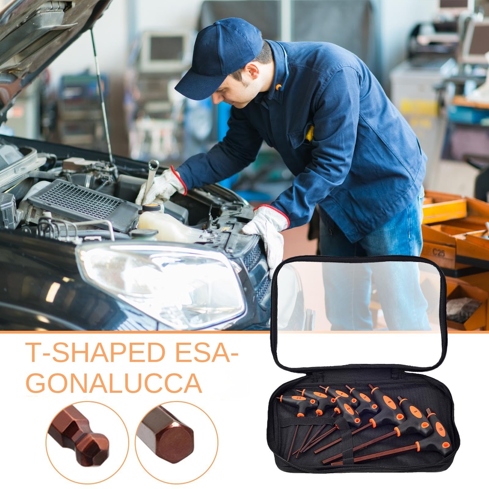 Generico Set Di Chiavi Allen A Manico A T 8 Pezzi Chiave Esagonale A Doppia | Set Esagonali Per Riparazioni Domestiche Per Meccanica Esterno Casa Garage Mobili Bicicletta Automobil