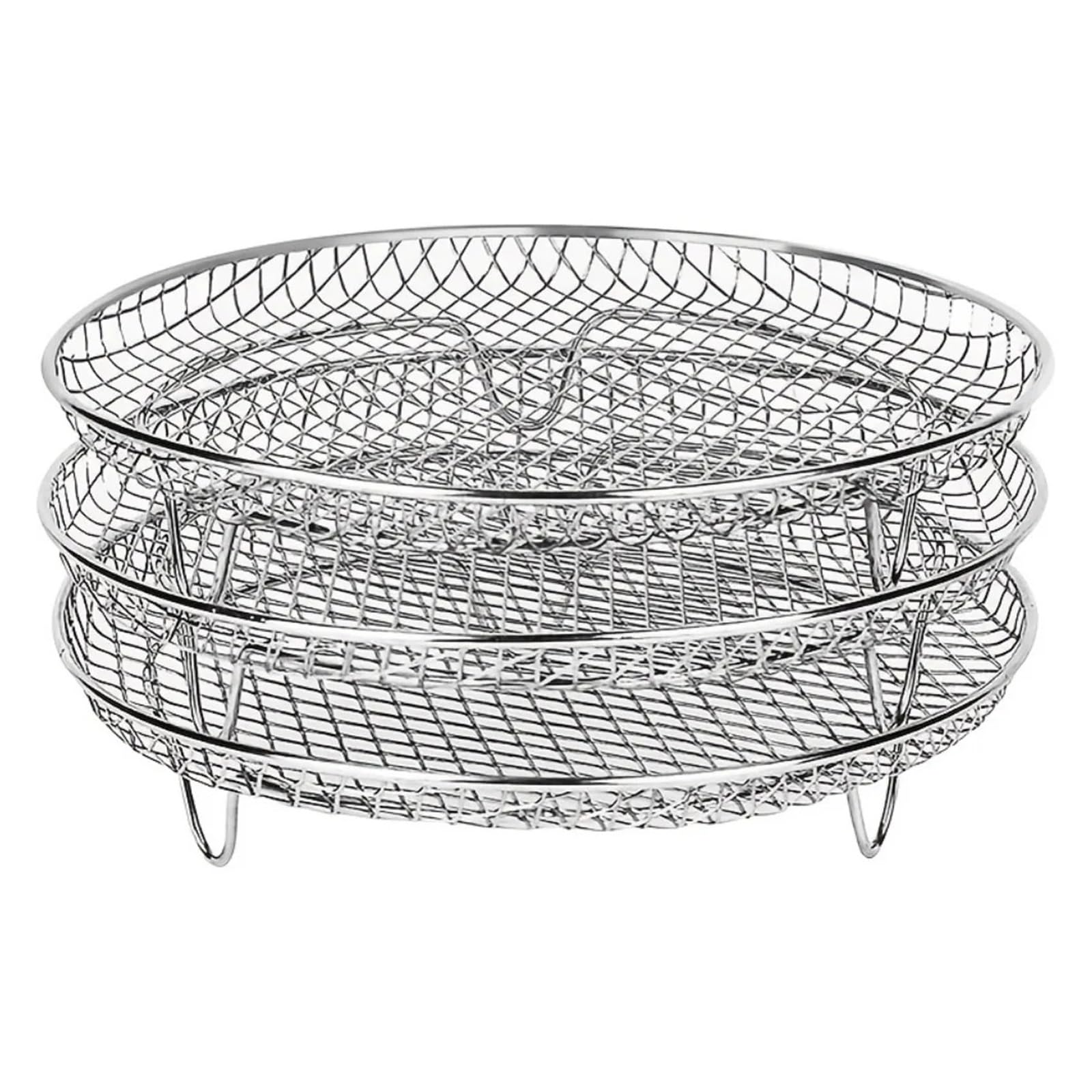 Genérico Juego de Rejilla for freidora de Aire de 3 Piezas for Cocina | Acero inoxidable, apilable, vaporizado y secado.