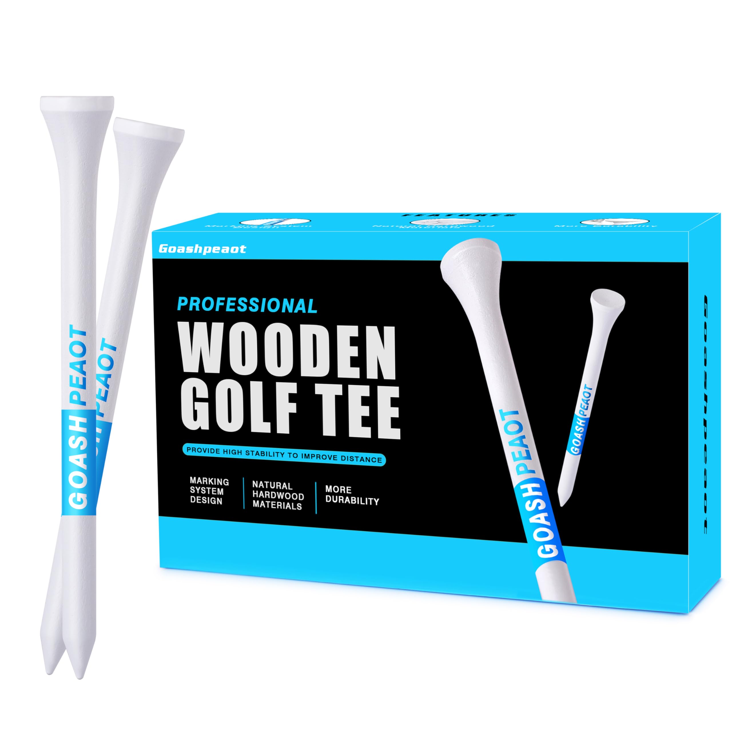 Goashpeaot Premium Golf Tees Choose Between 200 Count or 120 Count, Professional Marking System Golf Tees 3-1/4 Inch, Reduce Friction Side Spin More