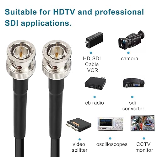 Miniatura 5 de XRDS -RF Cable SDI 12G de 6 pies, 2 unidades, cables de video SDI 3G6G12G 75ohm BNC Cable macho soporta HD-SDI3G6G-SDI4K8K para cámara de seguridad