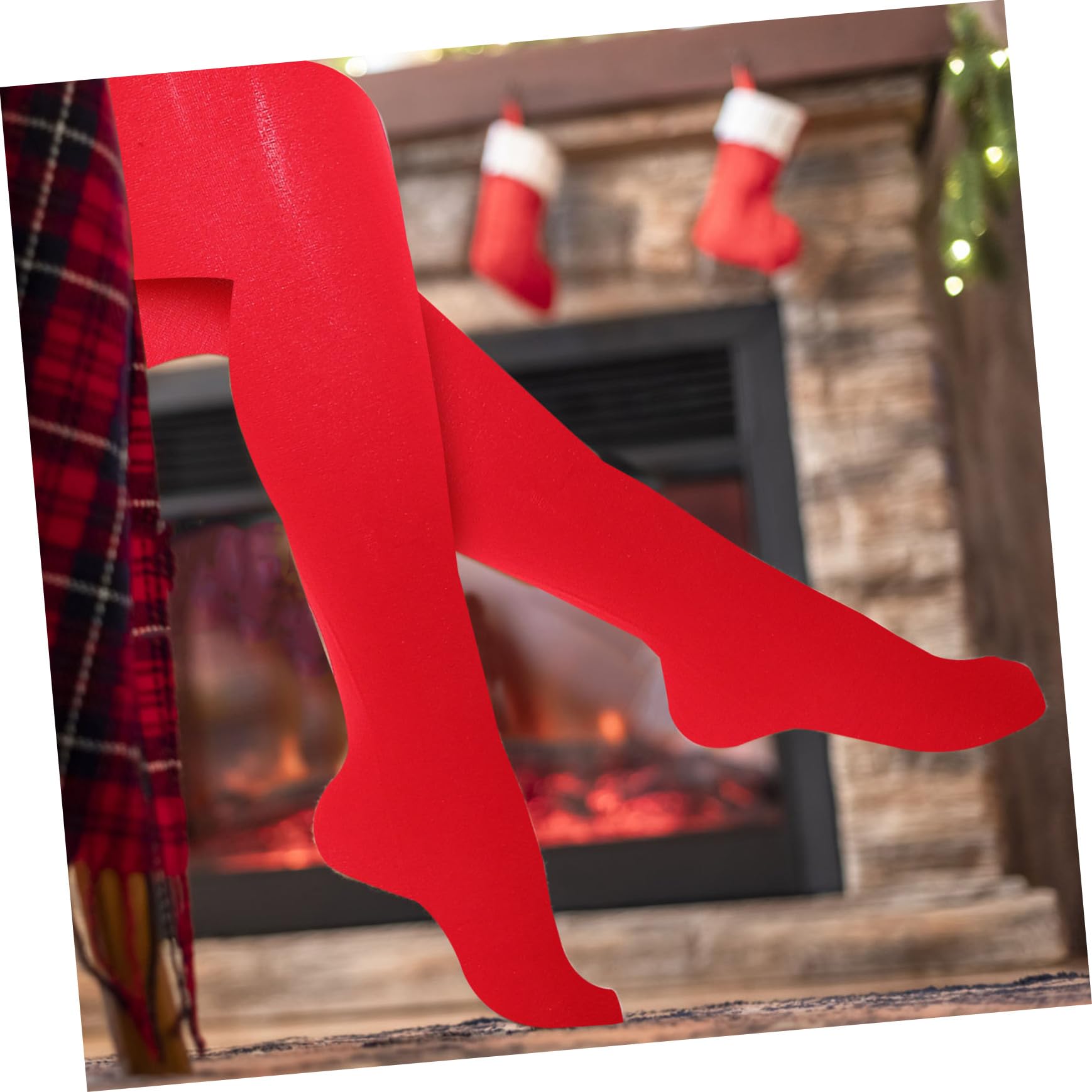 GALPADA 1 Paire Chaussettes Costume Elfe Noël Santa Hiver Voyage Chauffe-Anniversaire Faveurs Rouge Accessoires Cadeau Adultes Filles Cosplay Pom Vacances Femmes Boules Robe