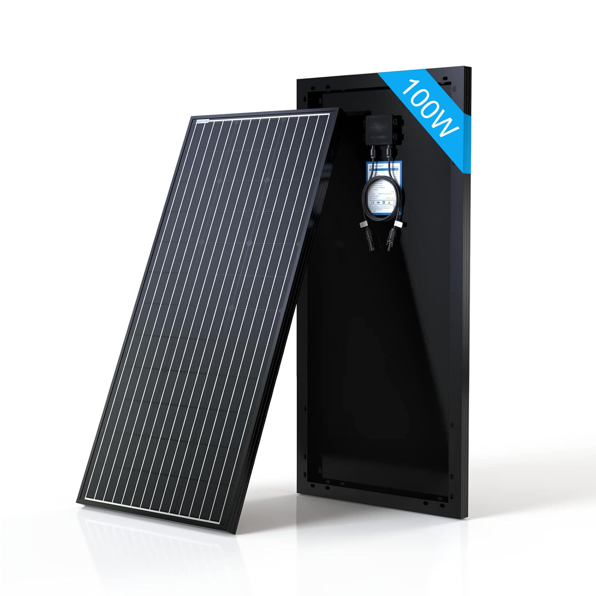 ACOPOWER100w 12v Monocrystalline Solar Panel Module with Connector (Panel Only, Compact Design)