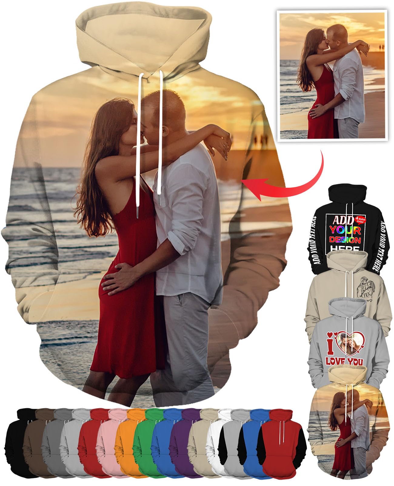 SIMIEEK Custom Hoodie Design Your Own Picture Text for Men Women Customized Couples Gifts