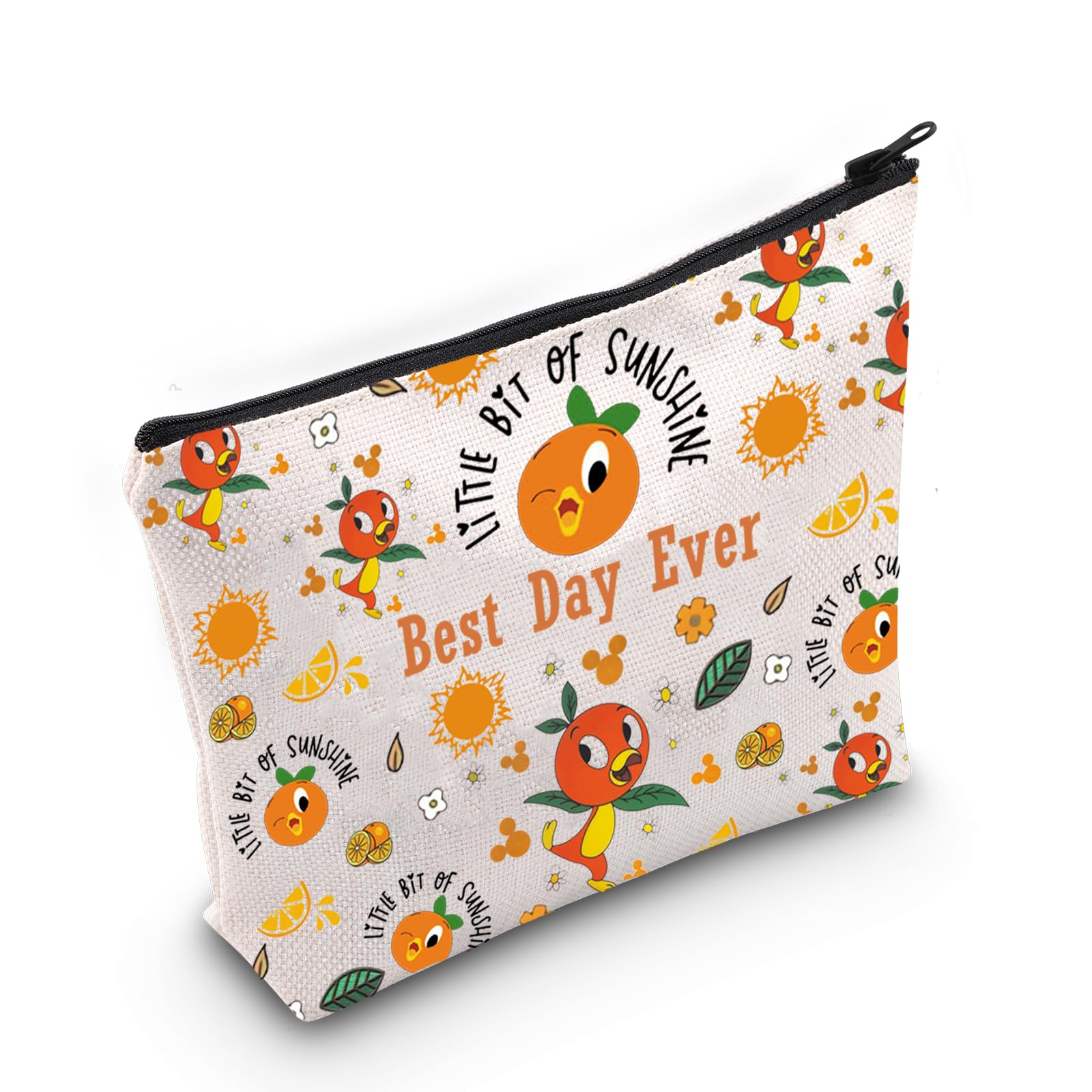 Orange Bird Merchandise Orange Bird Sunshine Gift Best Day Ever Cosmetic Makeup Bag for Orange Bird Lover (O Bird Bag)