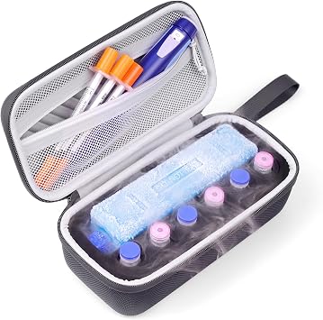 Krypthos 6 Slots Insulin Fridge Holder Case for 1ml-10ml Vial with Ice Pack
