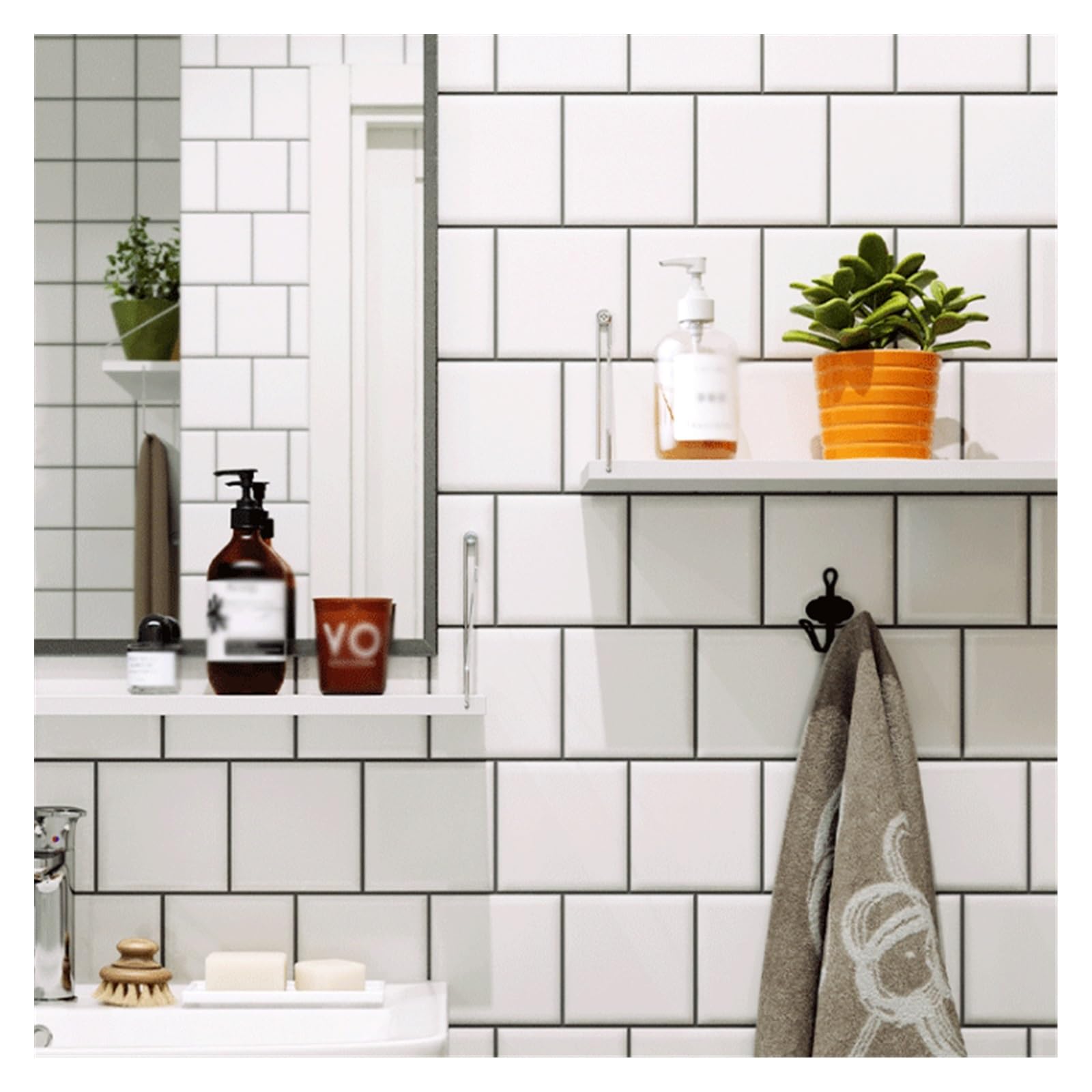 Ripiano per doccia Scaffali a parete da 5 pezzi decorativi for pareti divisorie Organizer(Bianco)