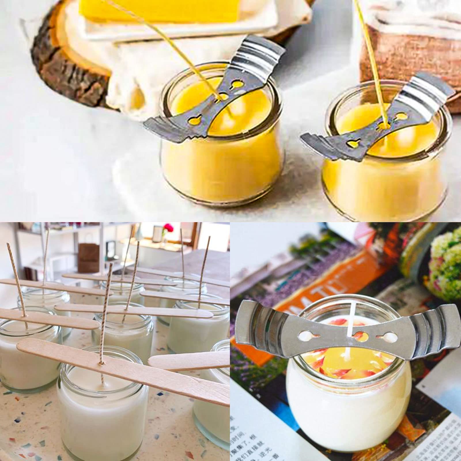110pcs Candle Wick Centering Devices, Wooden & Metal Candle Wick Holder