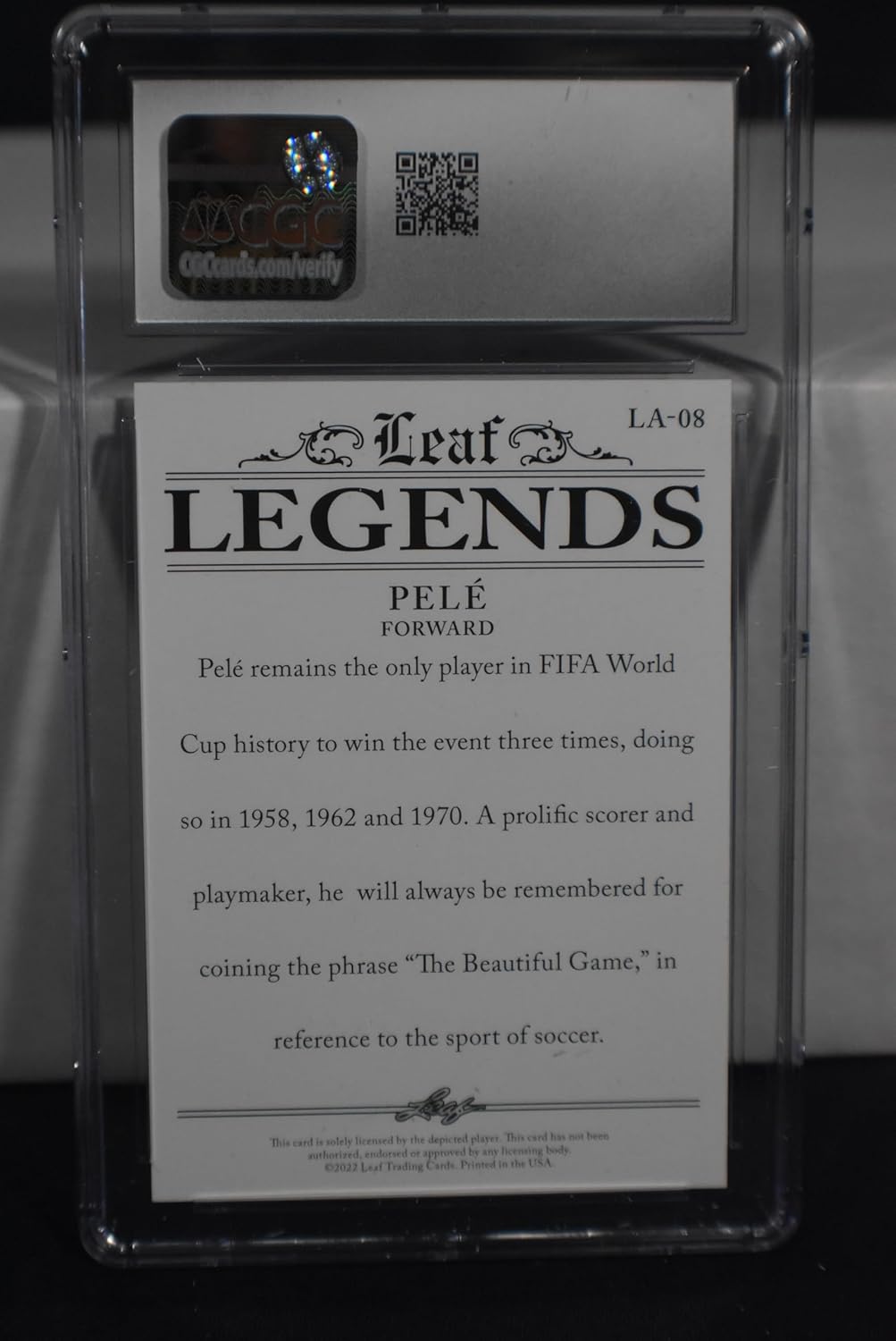 PELE 2022 Leaf Legends #LA-08 PURPLE PARALLEL Soccer Card #4 of only 10 Made! SGC Graded NM-Mint+ 8.5