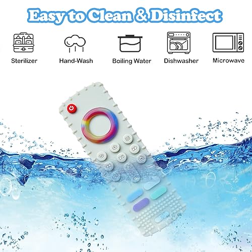 Miniatura 5 de Paquete de 2 juguetes de dentición de silicona para bebés, mordedores remotos de TV para bebés de 6 a 12 a 18 meses, mordedores de silicona para