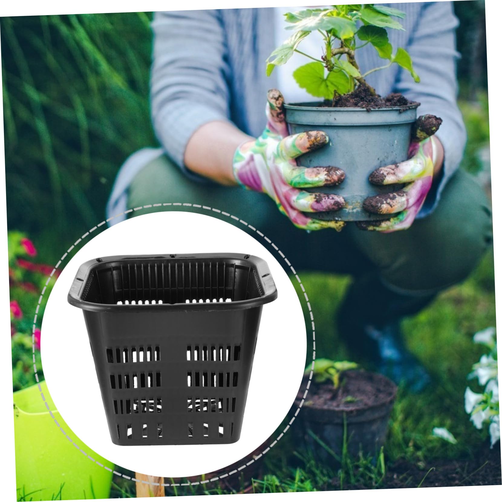 12 Stück Wurzelkontrolle Kunststoff Pflanzkörbe Garten Schlitzbecher Pflanzkorbbecher Baumschultopf Wurzelfixierungshalter Hydrokulturkorb Kunststoff Pflanztopf Garten