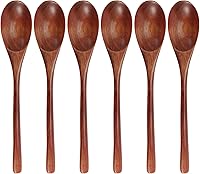 Vista 8 de Cucharas de madera, 6 cucharas de sopa de madera de 9 pulgadas para comer, mezclar, revolver, cuchara de madera con utensilio de cocina