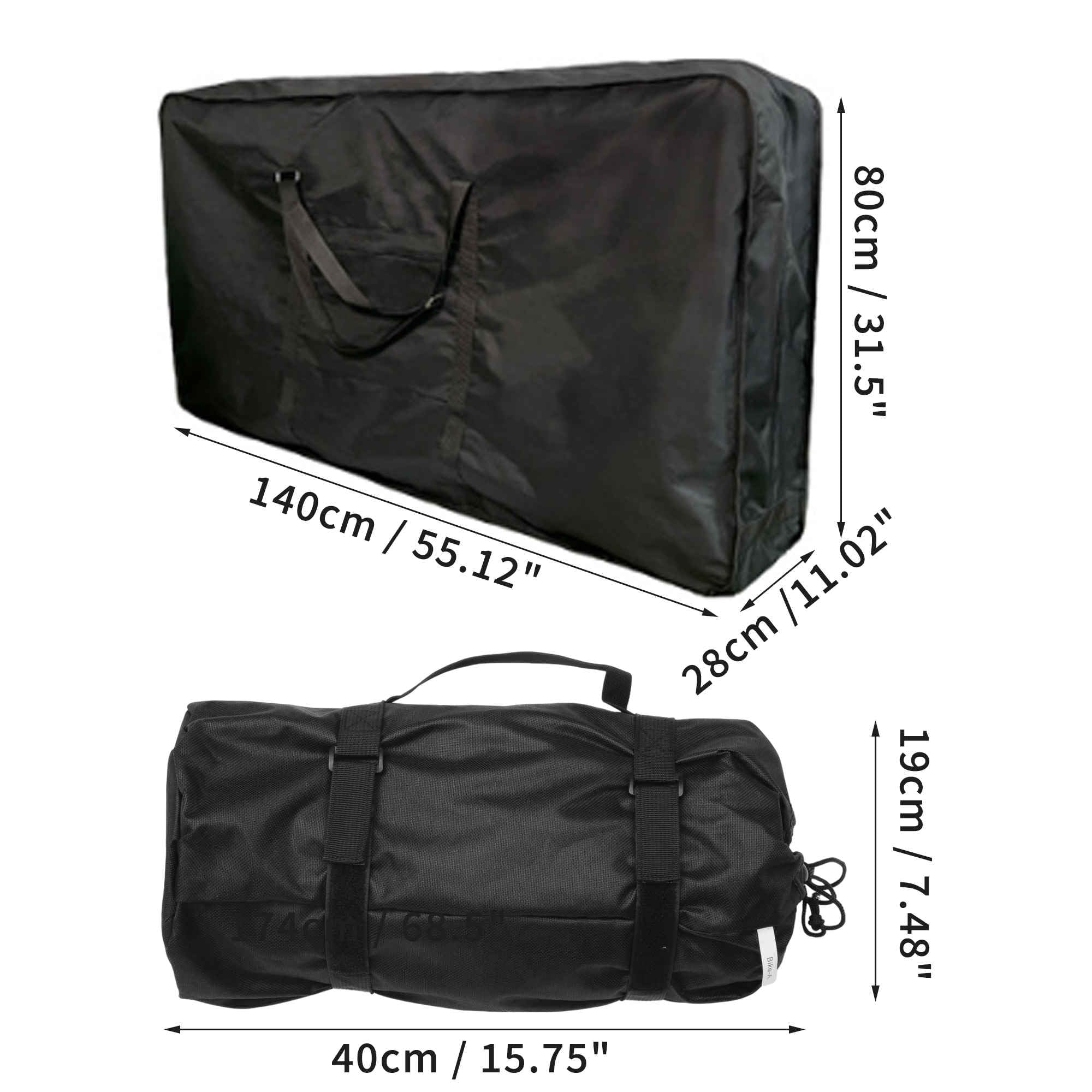 Borsa Trasporto Bicicletta Nero 1 Pc Per Bici Strada Impermeabile | Materiale: 600D/210D, Dim: 140x28x80cm, Compatibile Per MTB, Pieghevoli, Cinghie, Maniglie, Tracolla.