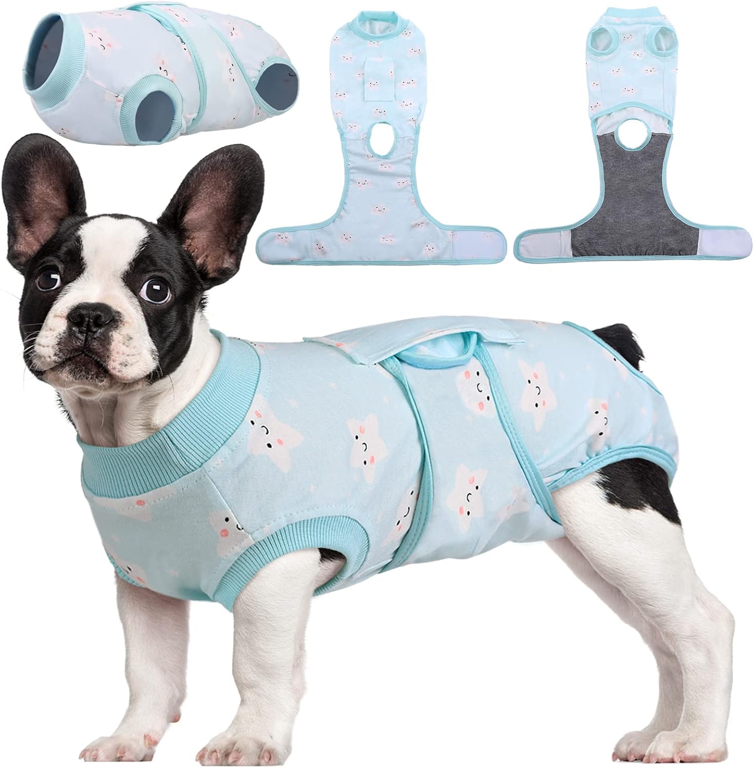 Kuoser Dog Surgery Recovery Suit - Adjustable Post Surgery Body Suit for Female & Male Dogs, Star XS