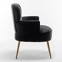 Vista 3 de Silla decorativa de terciopelo de moda con patas de metal dorado, sillón tapizado para espacios pequeños a medianos, sala de estar moderna