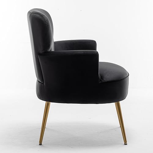 Miniatura 6 de US Pride Furniture Elegante sillón de terciopelo con patas de metal dorado, cómoda silla decorativa para sala de estar moderna, dormitorio,