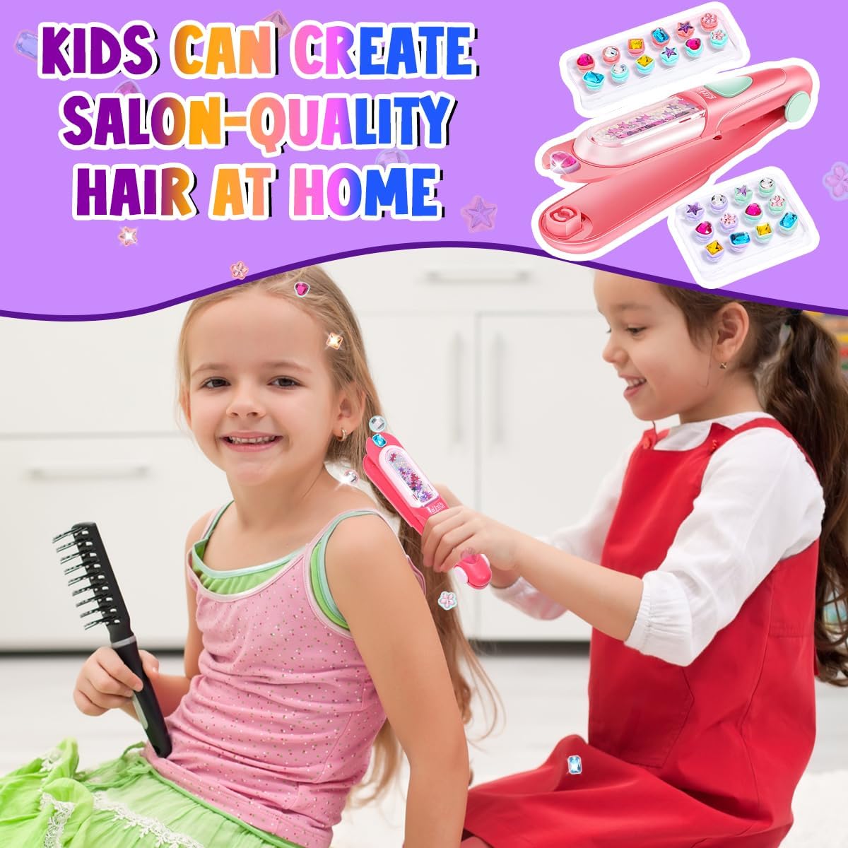 AICase Hair Gem Stamper Kit,Kpop Bling Hair Jewels for Girls Toys or Kpop Demon Hunters Cosplay,Hair Styling Tool with Reusable Shining Diamonds,Birthday Gifts Toys for Girls Ages 3 4 5 6 8-12